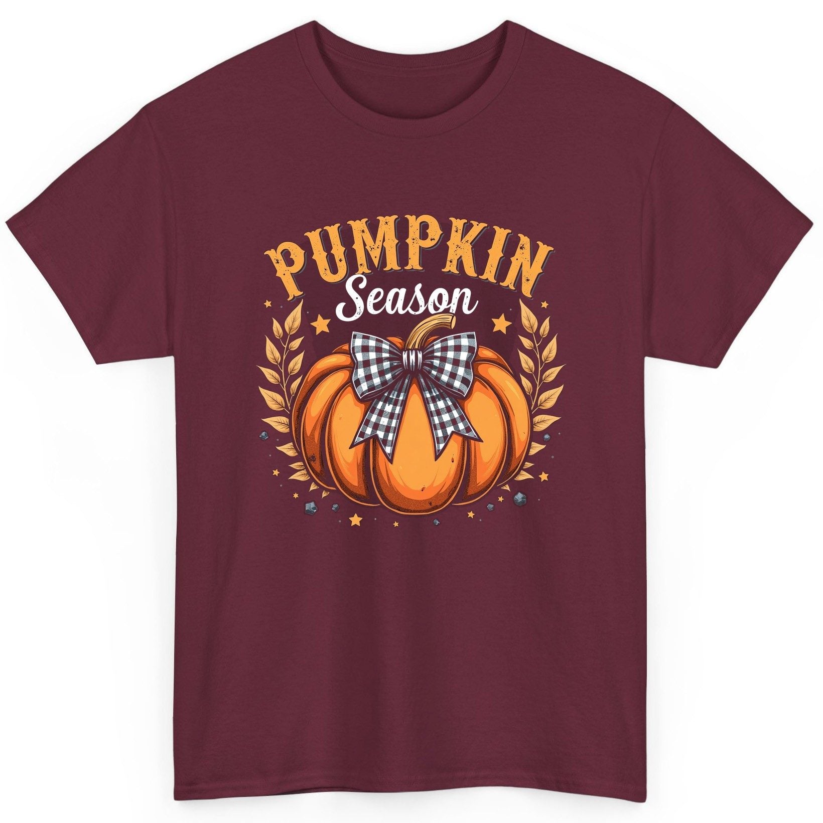 Pumpkin Season fall T-Shirt Maroon product mockup