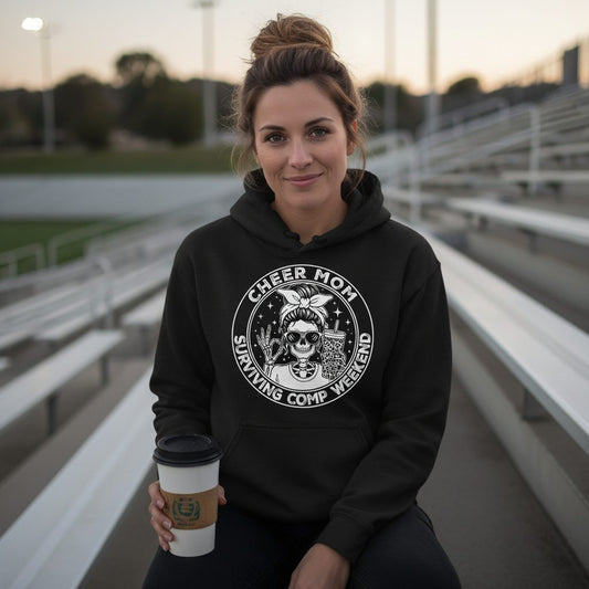 Cheer Mom Surviving Comp Weekend cheer mom Hoodie Black lifestyle mockup