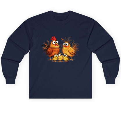Funny Chicken Family chicken family Long Sleeve Tee Navy product mockup
