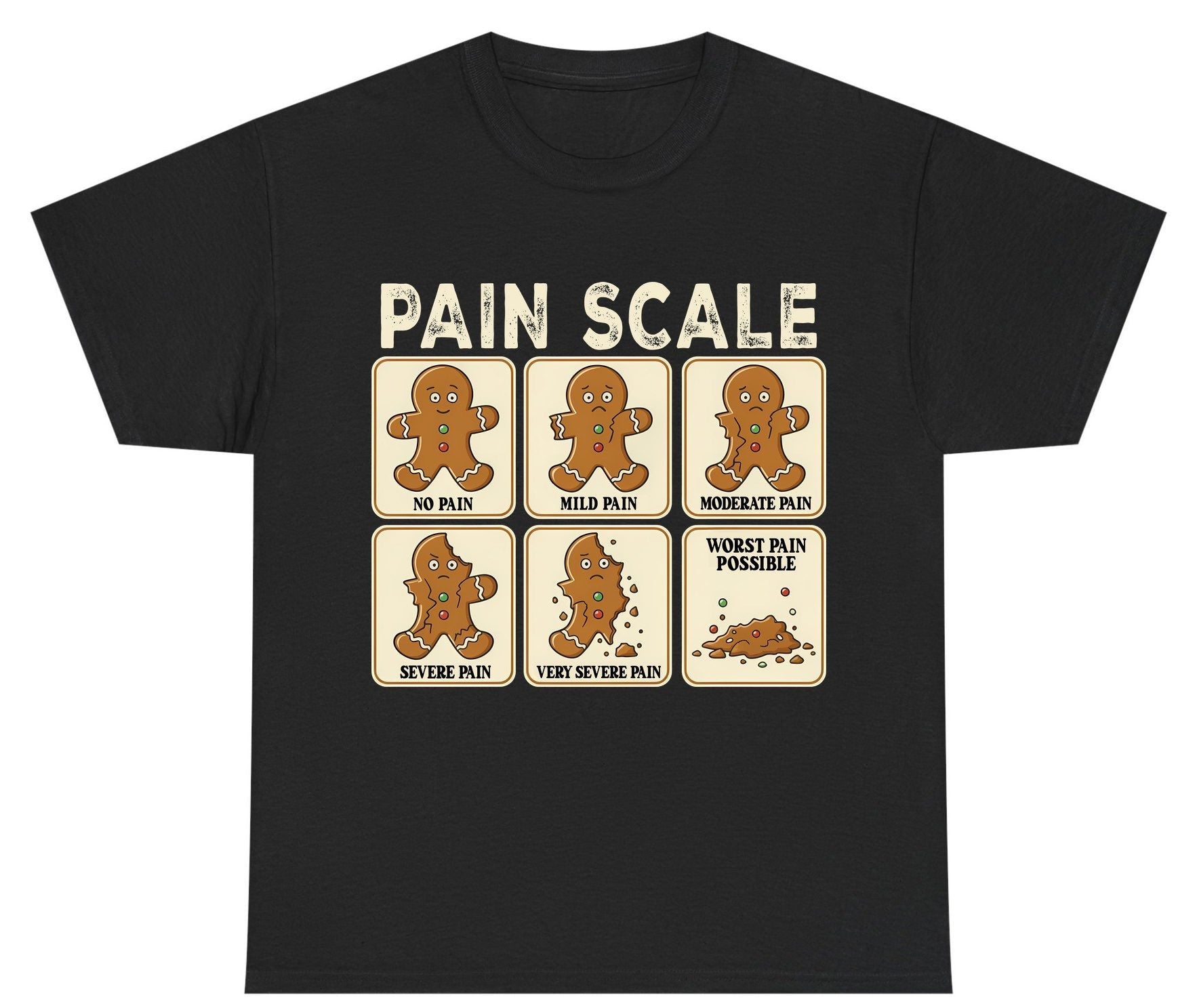 Pain Scale gingerbread man pain scale Youth T-Shirt Black product mockup
