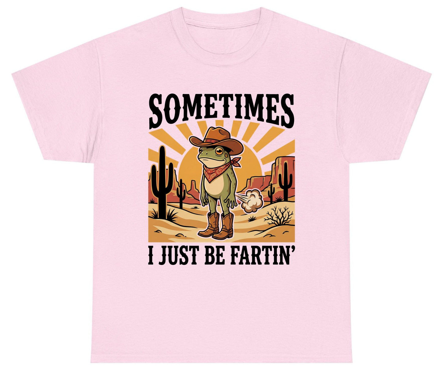 Sometimes It Just Be Fartin' cowboy frog Youth T-Shirt Light Pink product mockup