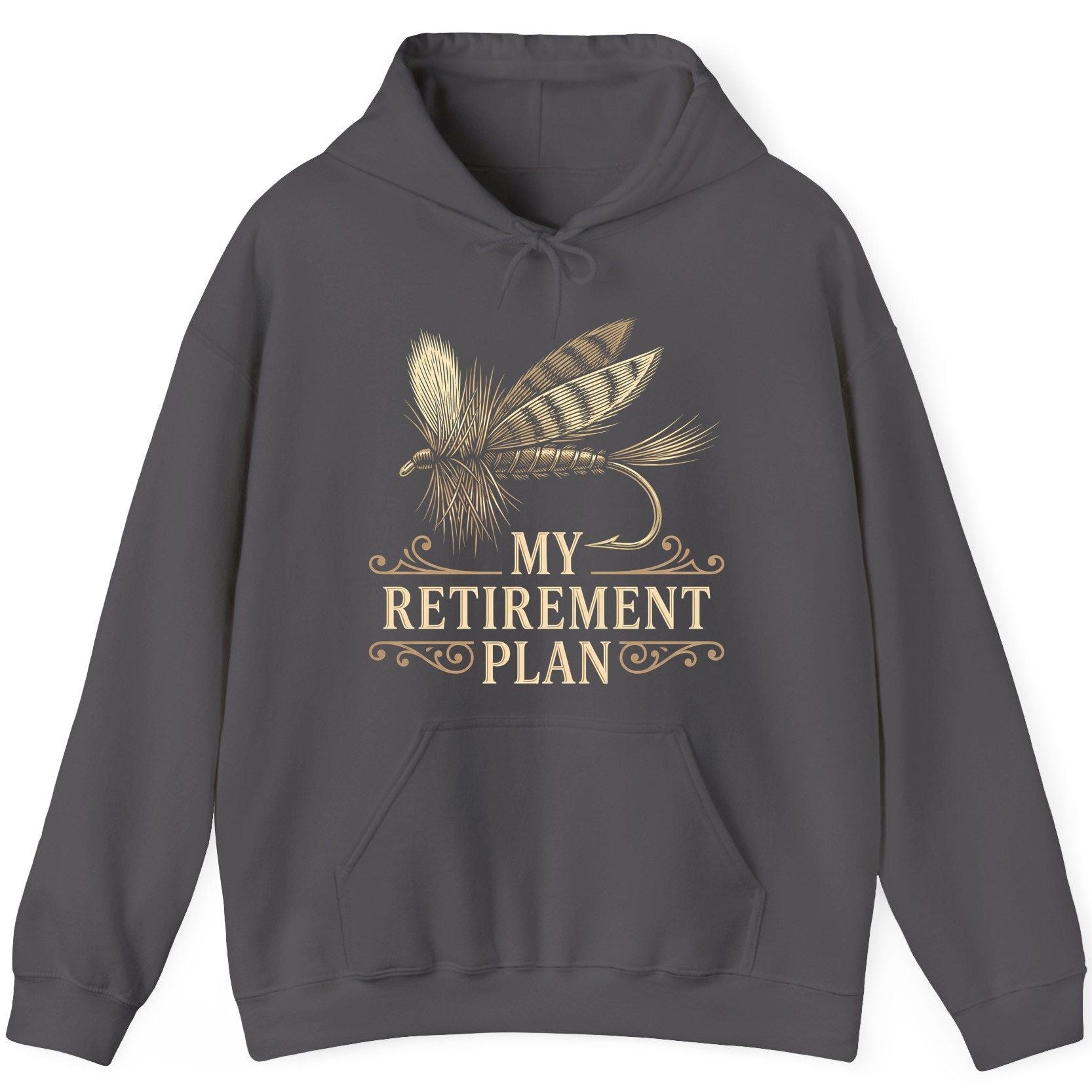 My Retirement Plan fly fishing Hoodie Charcoal product mockup