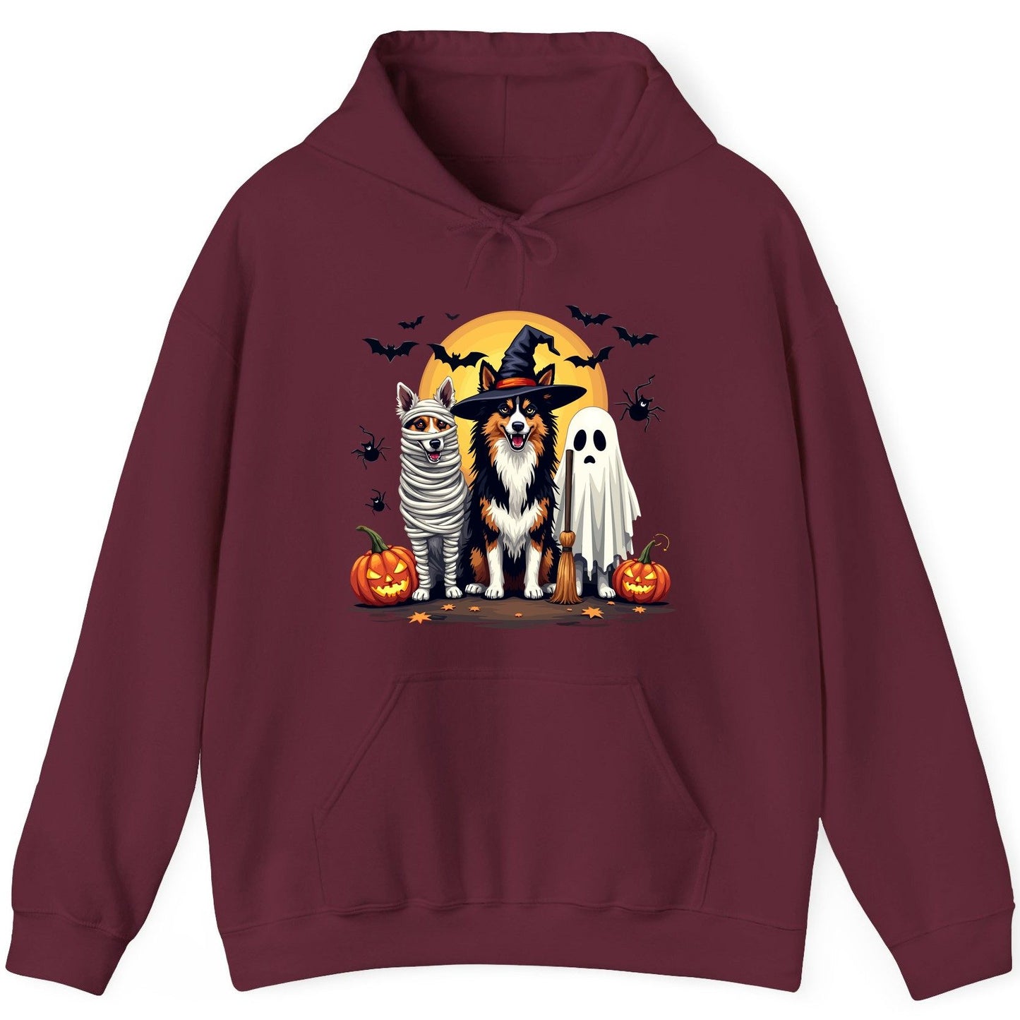 Halloween Dogs in Costumes Halloween dogs Hoodie Maroon product mockup