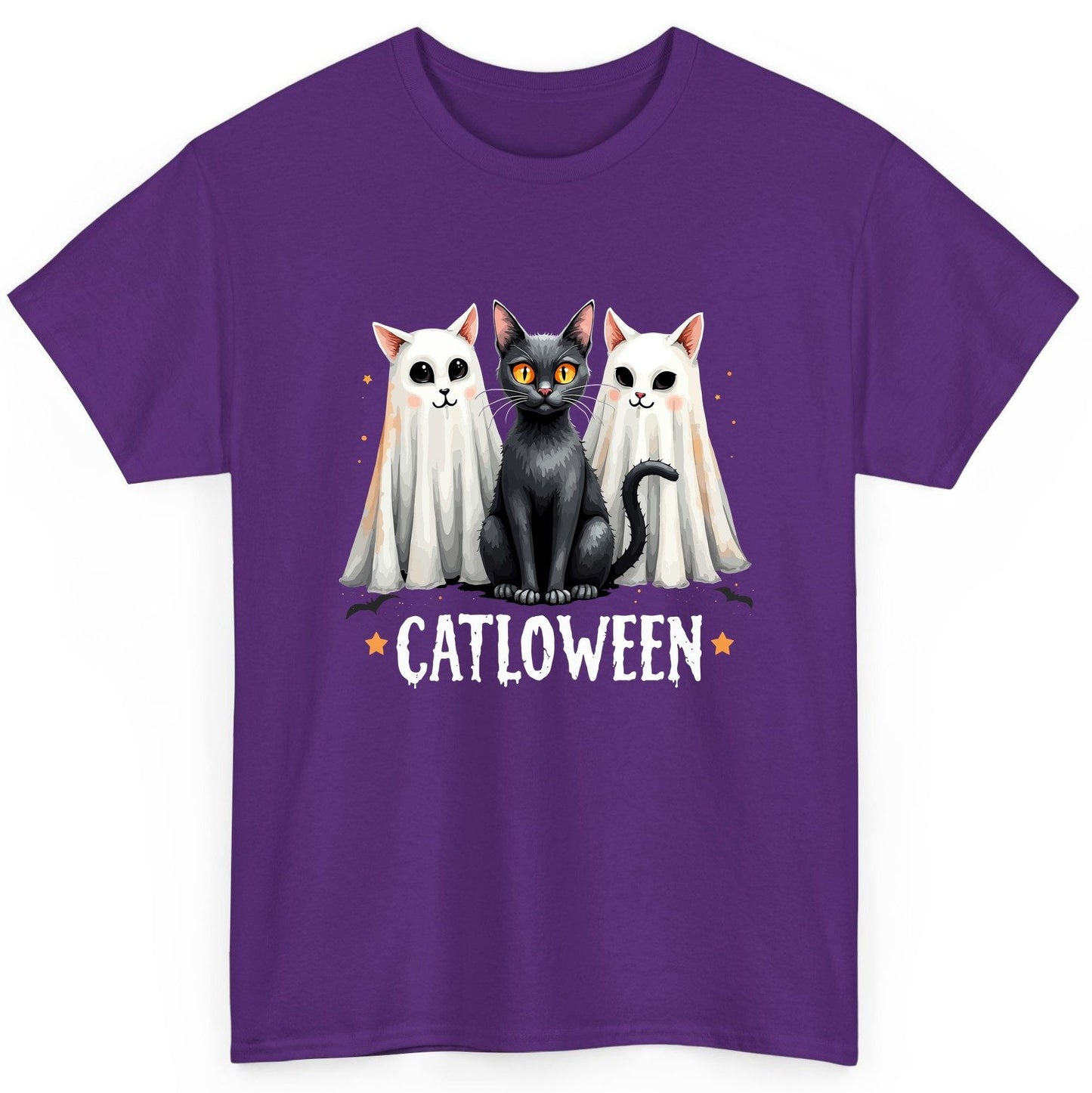Catloween Halloween cats T-Shirt Purple product mockup