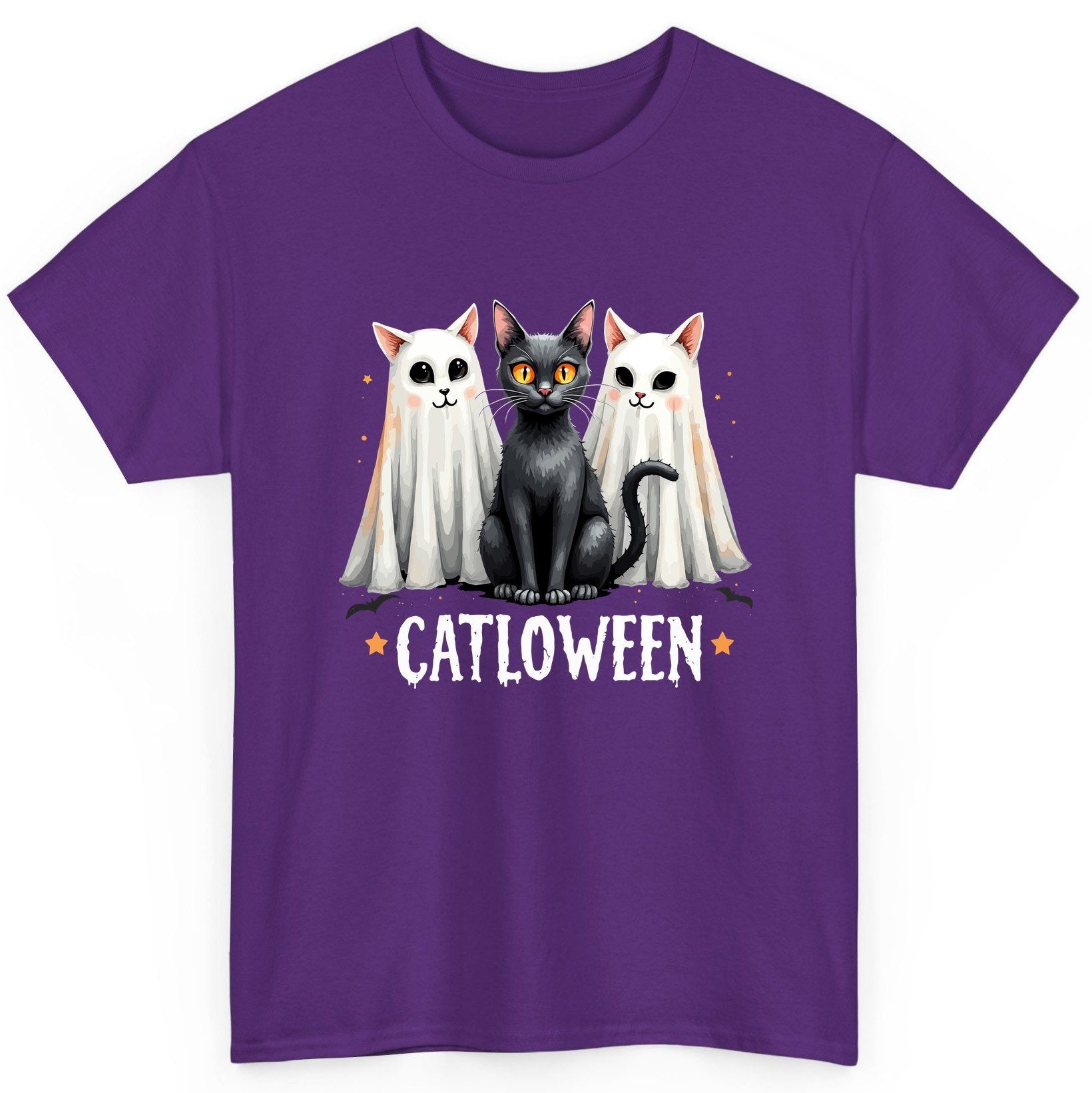 Catloween Halloween cats T-Shirt Purple product mockup