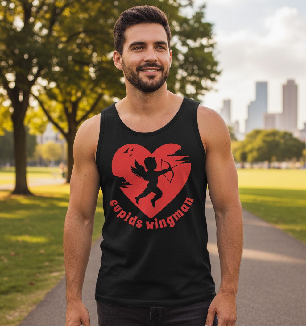 Cupids Wingman cupid Tank Top Black lifestyle mockup