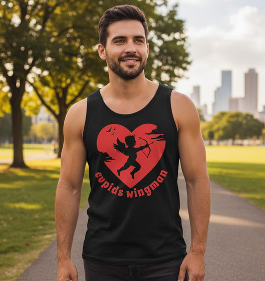 Cupids Wingman cupid Tank Top Black lifestyle mockup