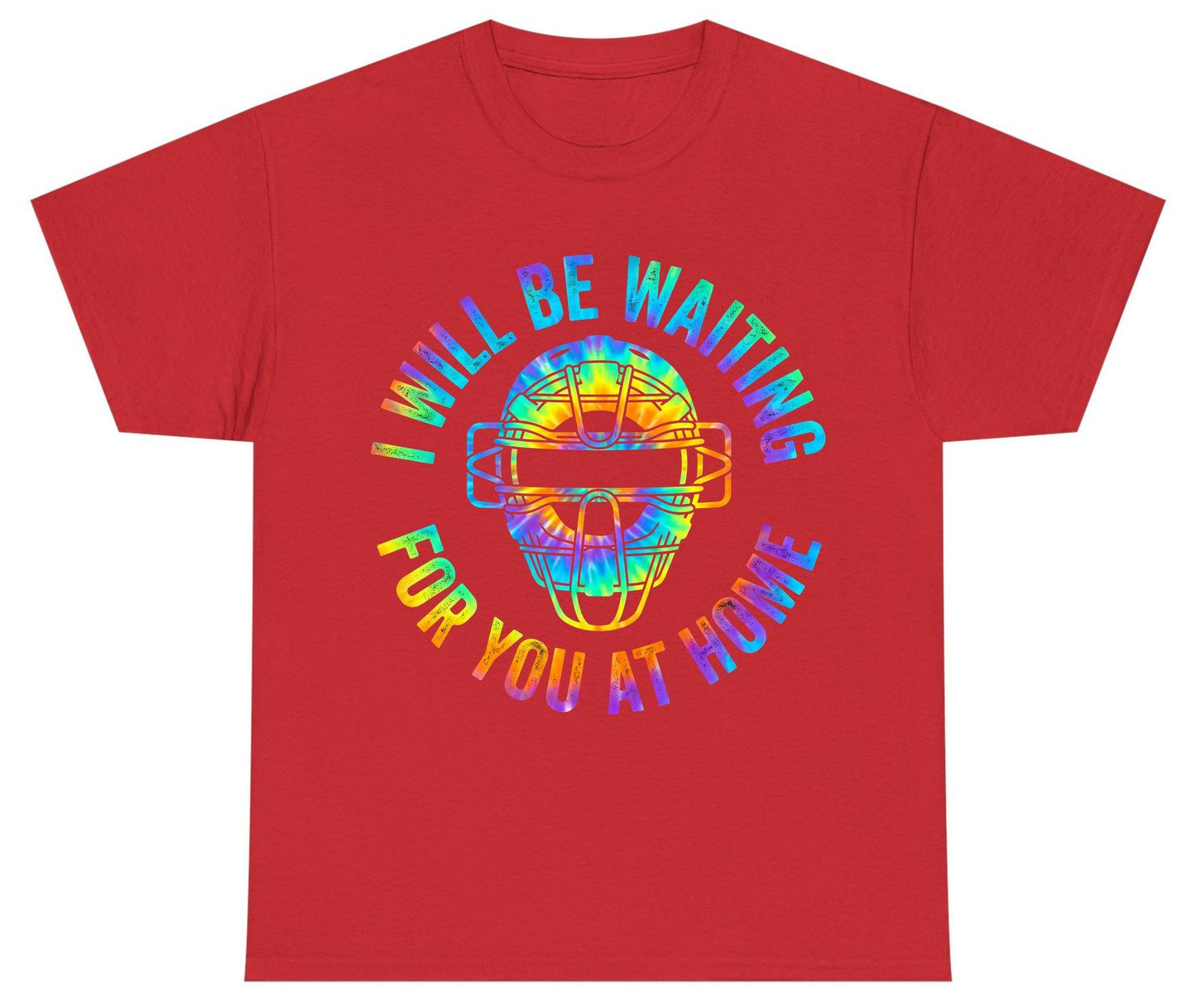 I Will Be Waiting for You at Home baseball catcher Youth T-Shirt Red product mockup