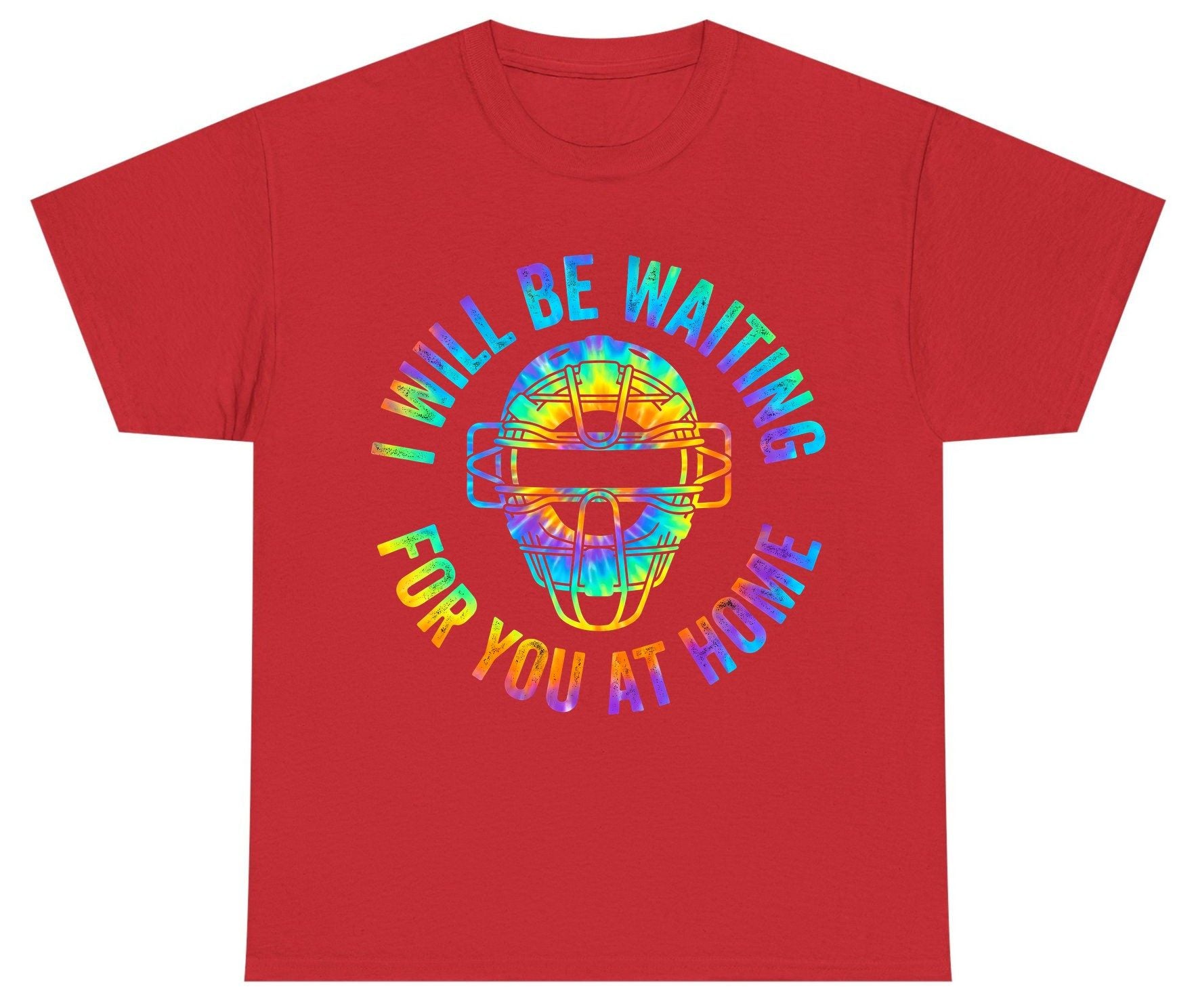 I Will Be Waiting for You at Home baseball catcher Youth T-Shirt Red product mockup