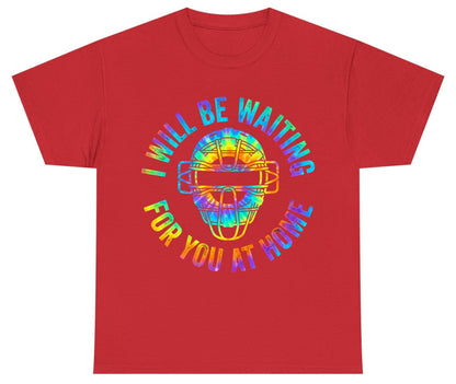 I Will Be Waiting for You at Home baseball catcher Youth T-Shirt Red product mockup