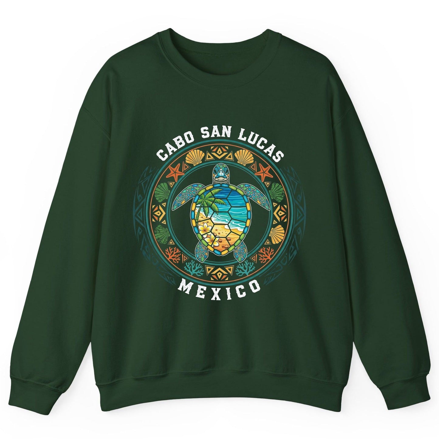 Cabo San Lucas Mexico sea turtle Sweatshirt Forest Green product mockup