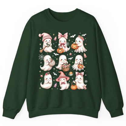 Cute Pink Halloween Ghosts cute Halloween ghosts Sweatshirt Forest Green product mockup