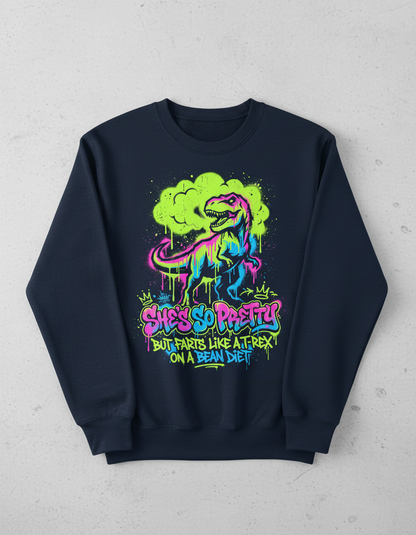 She's So Pretty But Farts Like A T-Rex Graffiti Art Sweatshirt - Navy