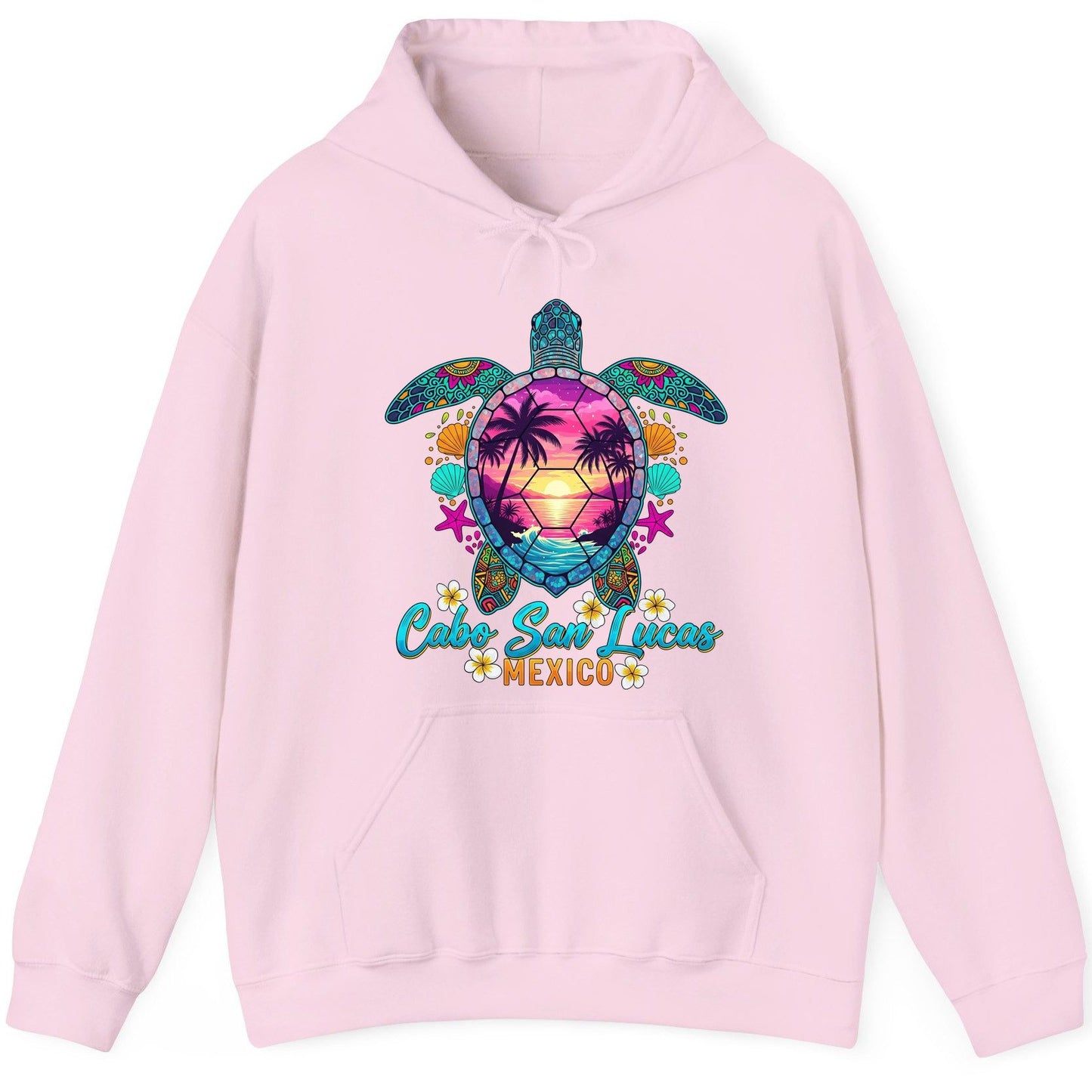 Cabo San Lucas Mexico sea turtle Hoodie Light Pink product mockup