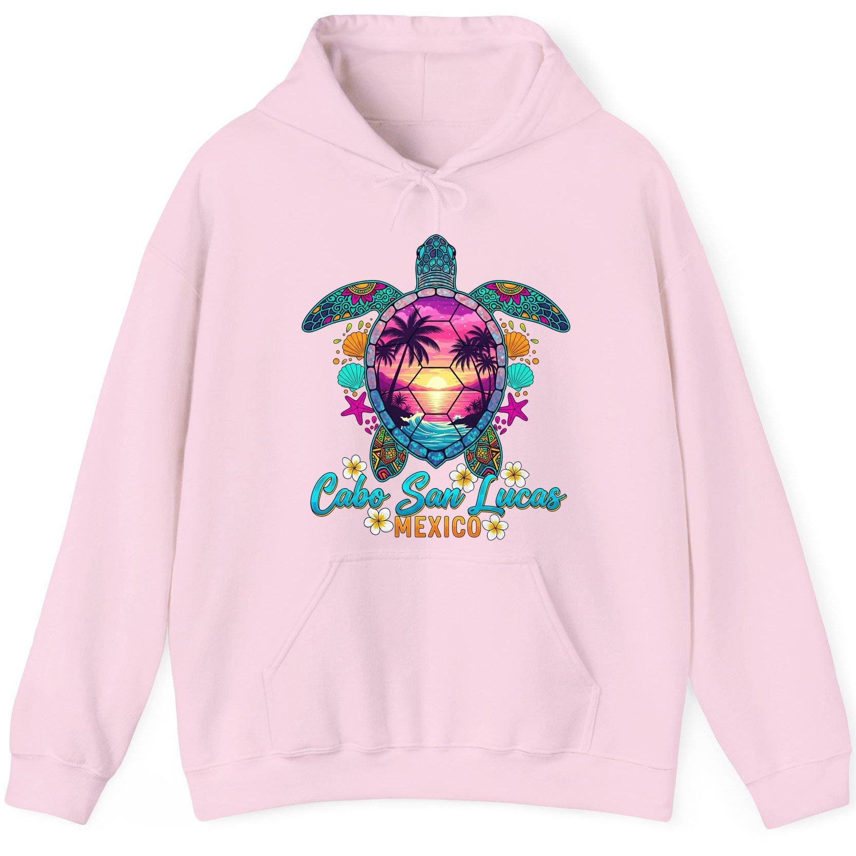 Cabo San Lucas Mexico sea turtle Hoodie Light Pink product mockup