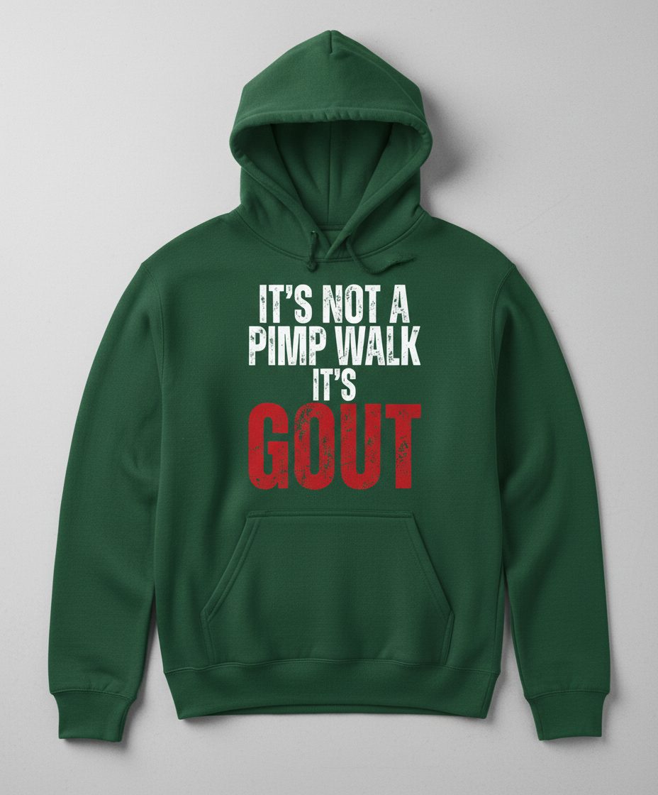 It's Not a Pimp Walk It's Gout Funny People Hoodie - product mockup - Forest Green