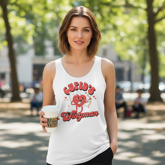 Cupid's Wingman Valentine's Day Tank Top White lifestyle mockup