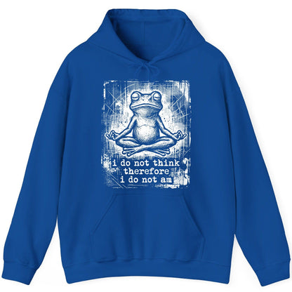 I Do Not Think Therefore I Do Not Am meditating frog Hoodie Royal product mockup