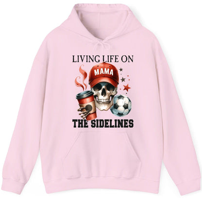 Mama Living Life on the Sidelines soccer mom Hoodie Light Pink product mockup