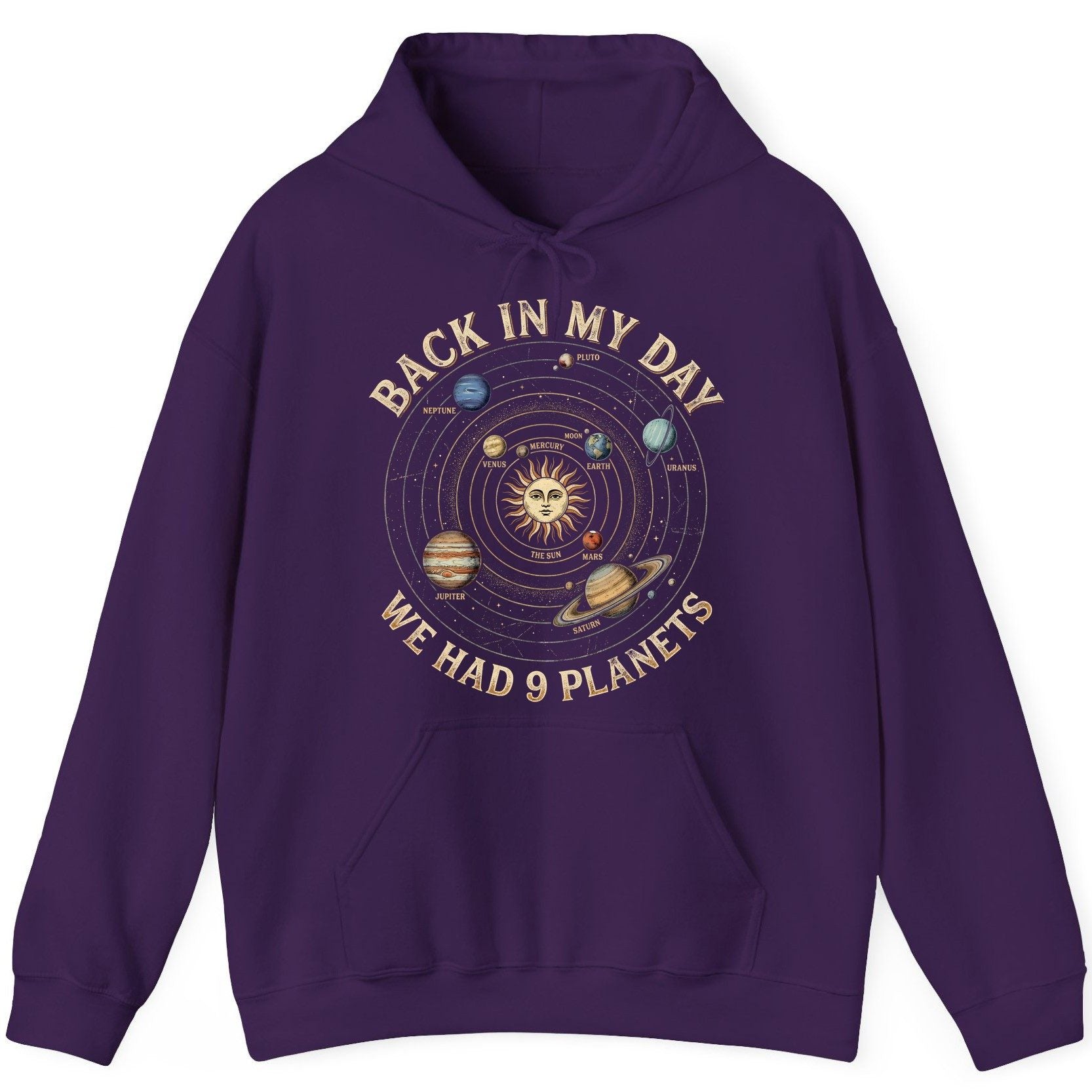 Back in My Day We Had 9 Planets solar system Hoodie Purple product mockup