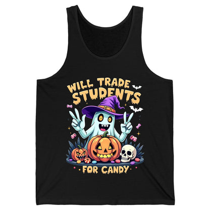 Will Trade Students for Candy teacher humor Tank Top Black product mockup
