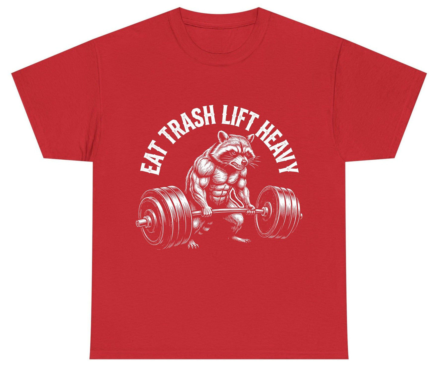 Eat Trash Lift Heavy raccoon Youth T-Shirt Red product mockup