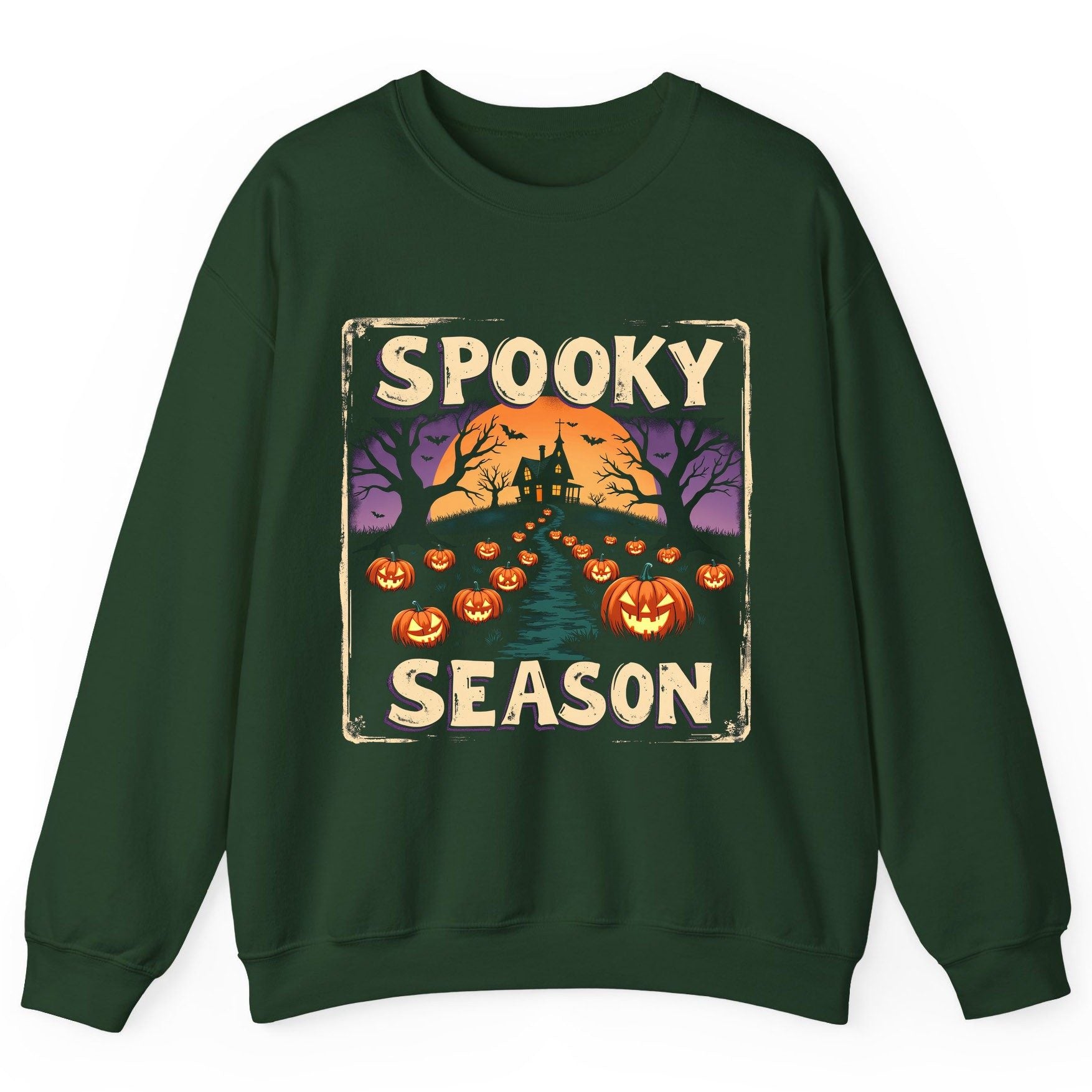 Spooky Season Halloween Sweatshirt Forest Green product mockup