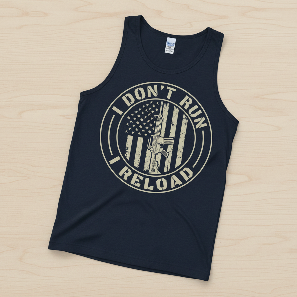 I Don't Run I Reload Patriotic Gun Rights Design Tank Top - Navy