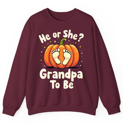 He or She Grandpa to Be gender reveal Sweatshirt Maroon product mockup