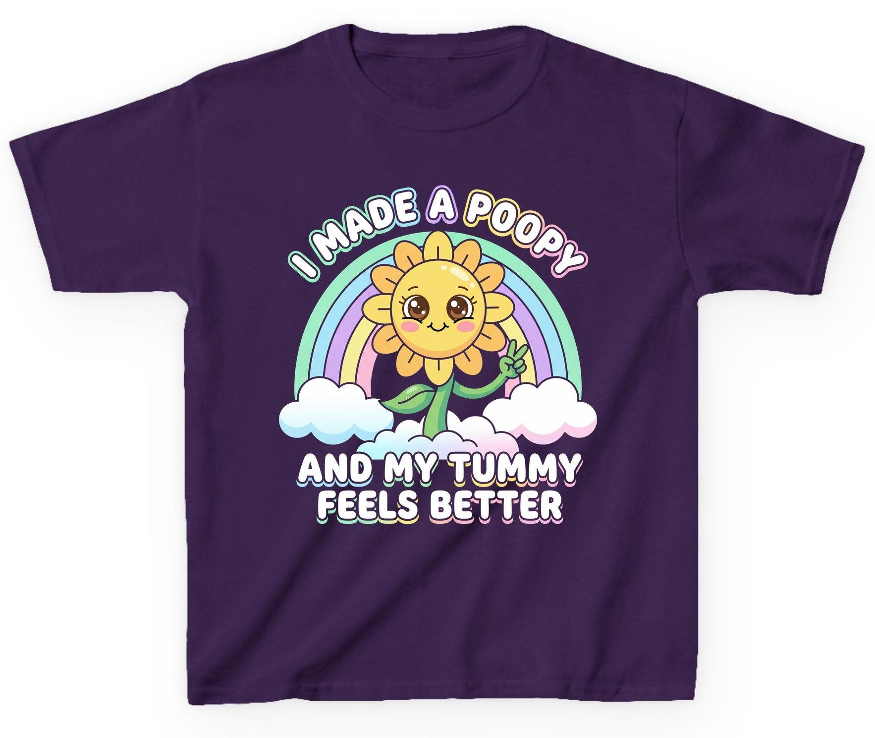 I Made a Poopy and My Tummy Feels Better kawaii sunflower Youth T-Shirt Purple product mockup