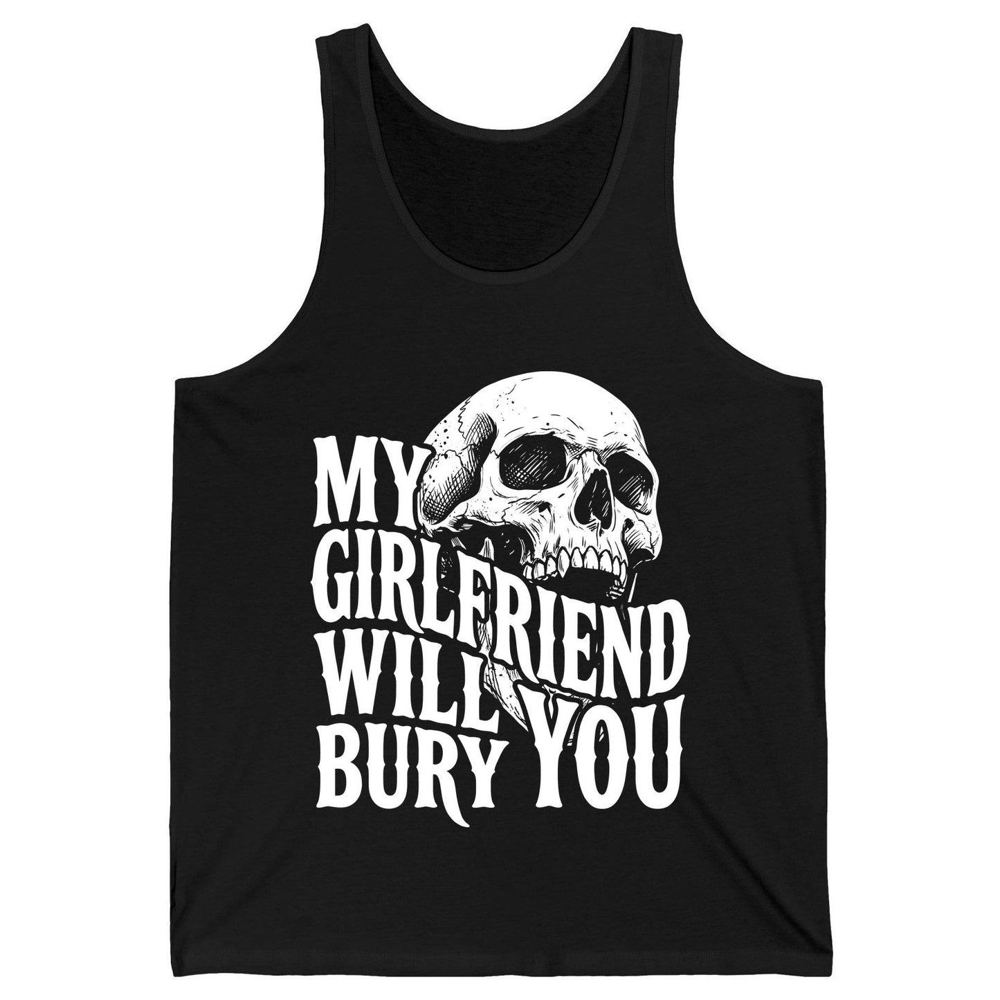 My Girlfriend Will Bury You skull Tank Top Black product mockup