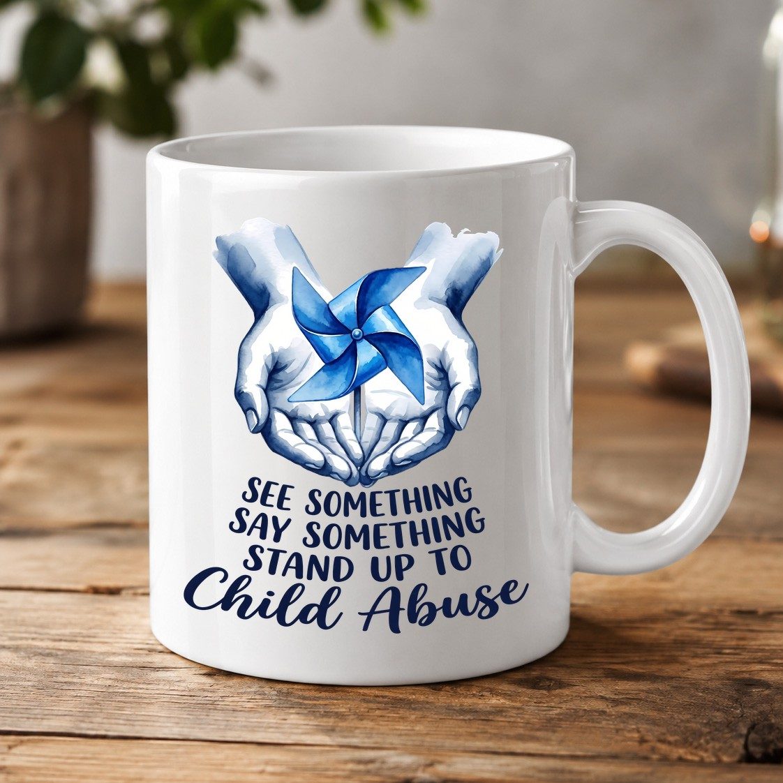 SEE Something SAY Something STAND UP TO Child Abuse White Mug - product mockup - White