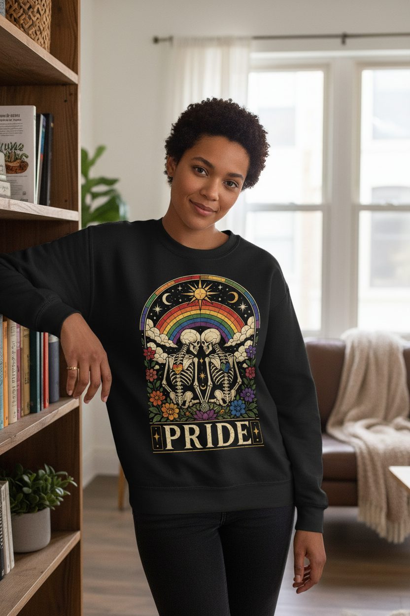 Pride Lgbtq+ Sweatshirt - lifestyle model mockup - Black
