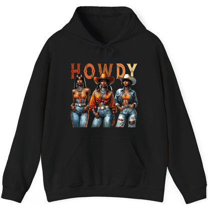 Howdy black cowgirls Hoodie Black product mockup