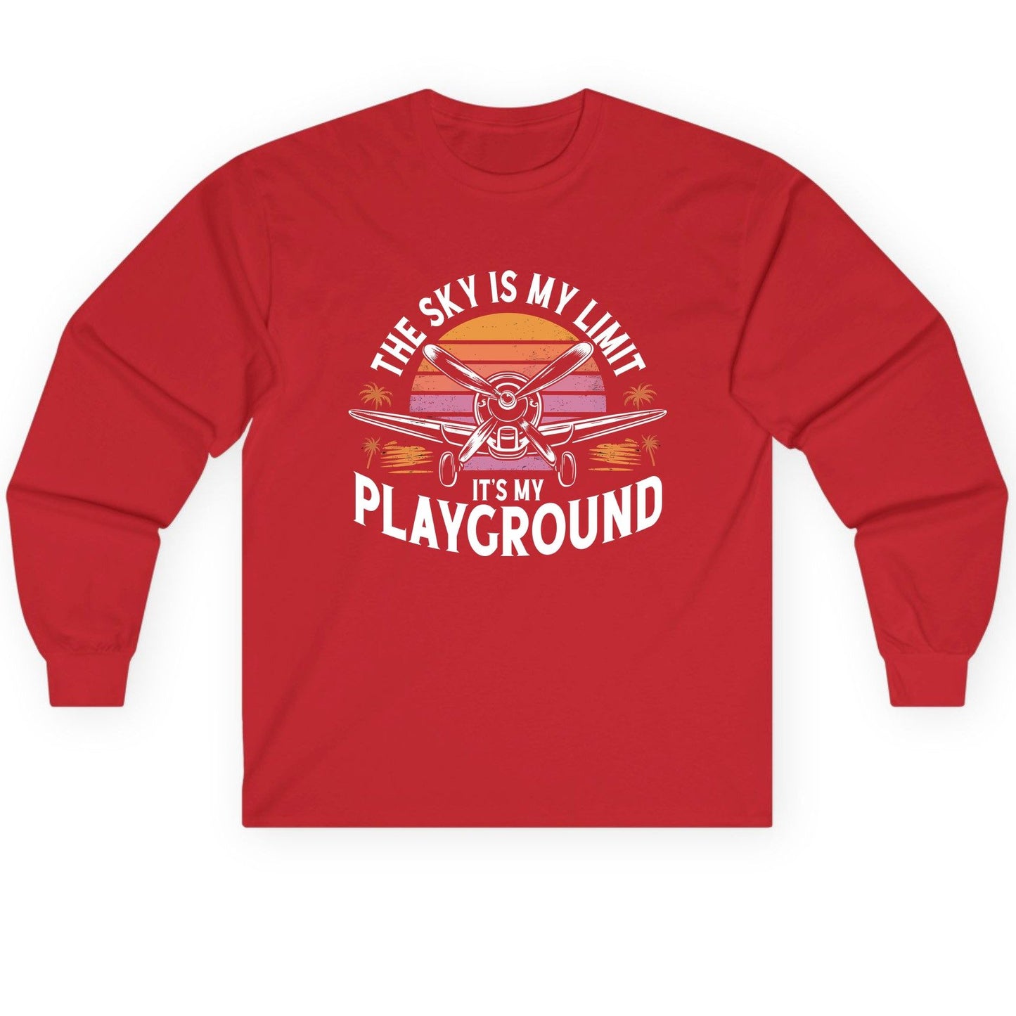The Sky Is My Limit It's My Playground aviation Long Sleeve Tee Red product mockup