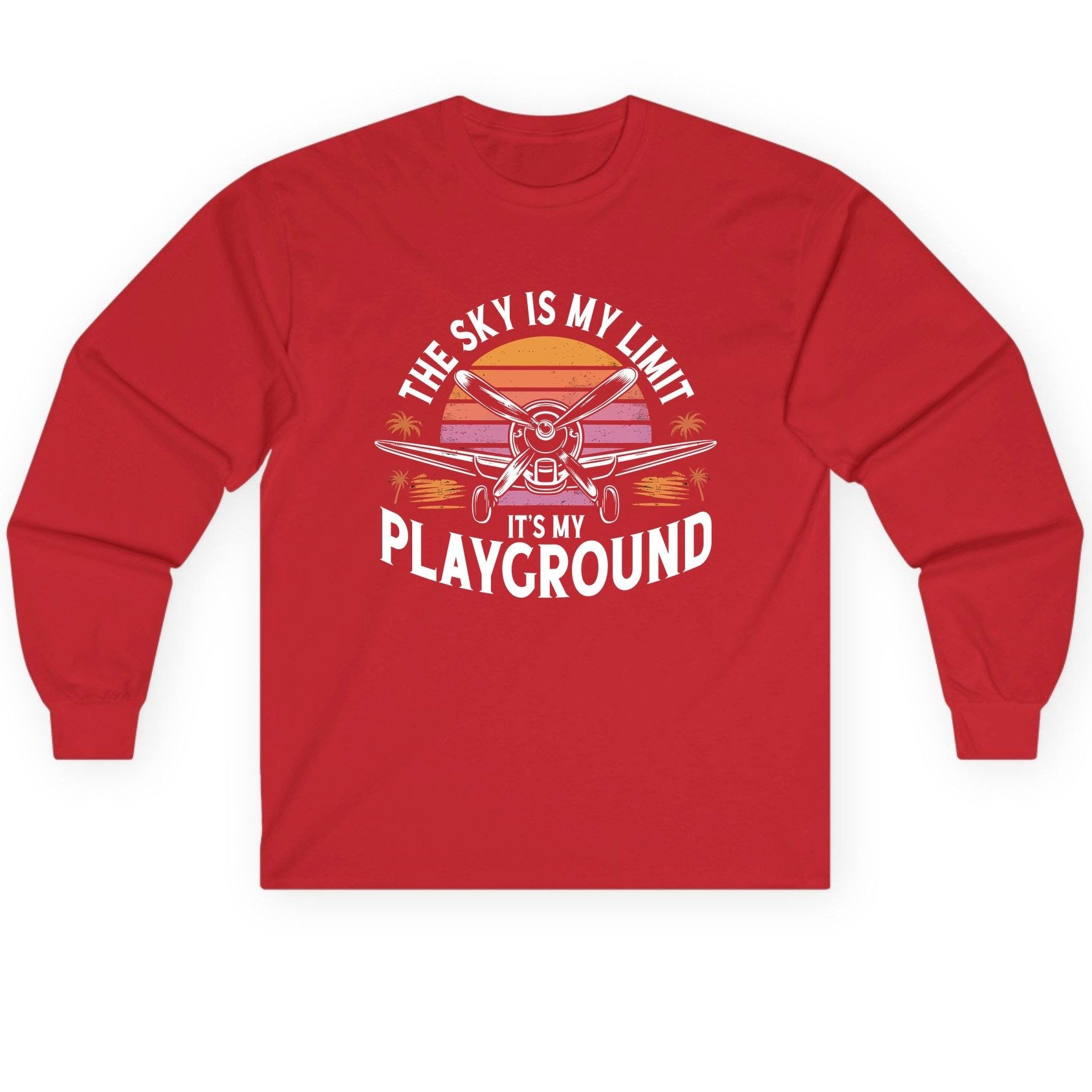The Sky Is My Limit It's My Playground aviation Long Sleeve Tee Red product mockup
