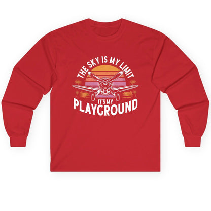 The Sky Is My Limit It's My Playground aviation Long Sleeve Tee Red product mockup