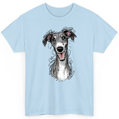 Smiling Greyhound Caricature greyhound T-Shirt Light Blue product mockup