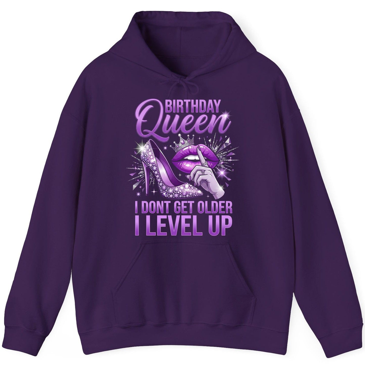 Birthday Queen I Don't Get Older I Level Up birthday celebration Hoodie Purple product mockup