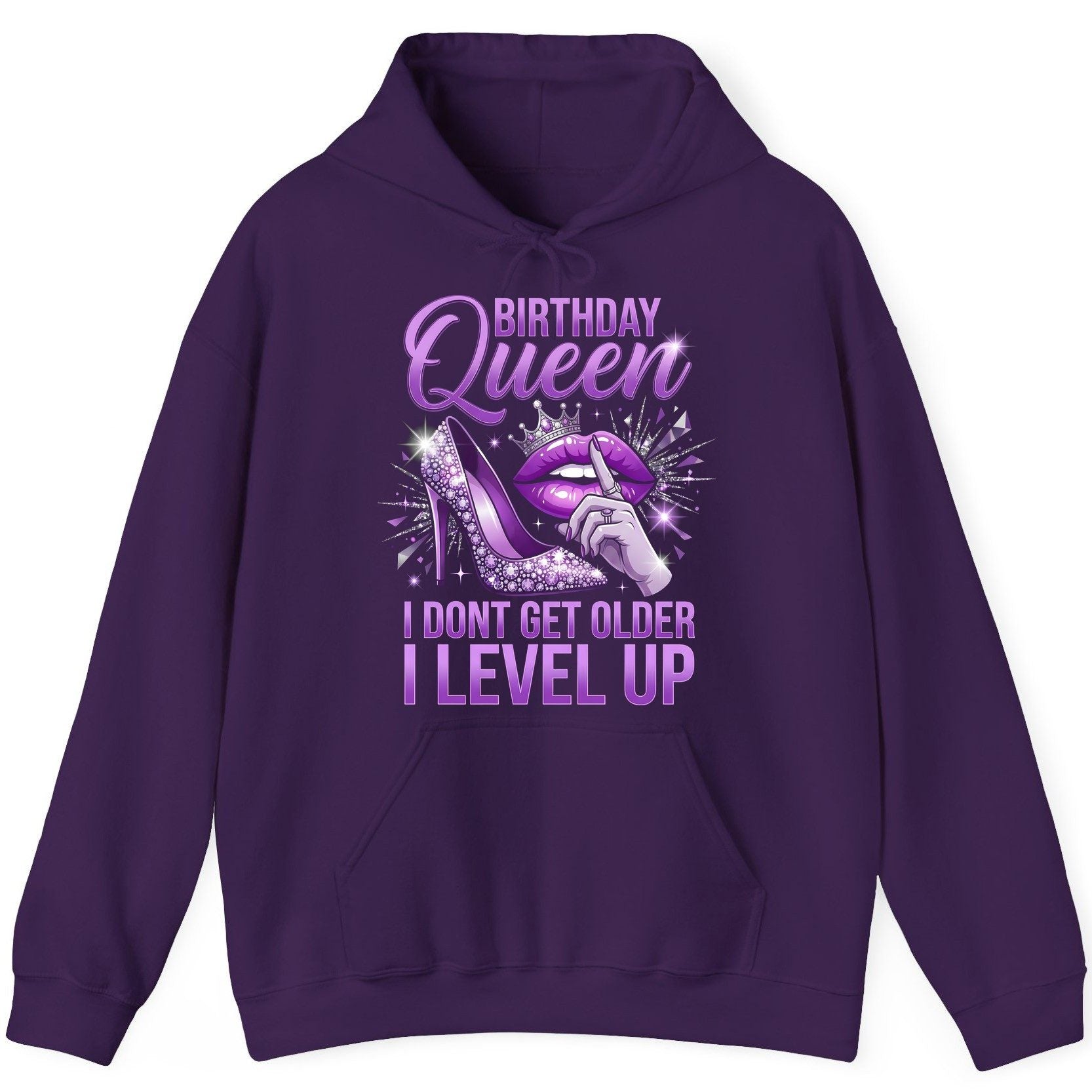 Birthday Queen I Don't Get Older I Level Up birthday celebration Hoodie Purple product mockup
