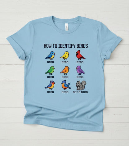 HOW TO Identify BIRDS Funny Birdwatching T-Shirt - product mockup - Light Blue