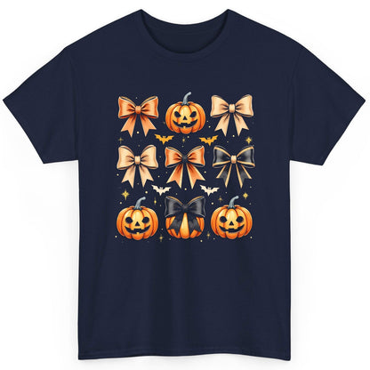 Cute Halloween Pumpkins and Bows Halloween T-Shirt Navy product mockup
