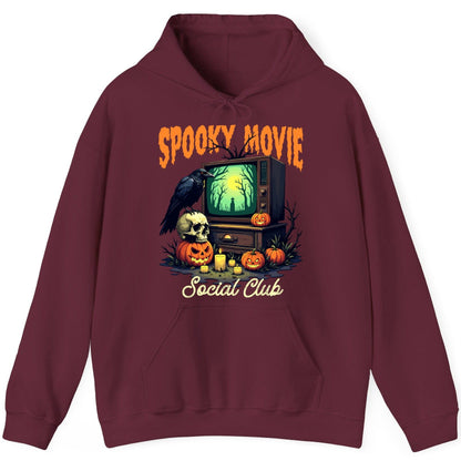 Spooky Movie Social Club Halloween Hoodie Maroon product mockup