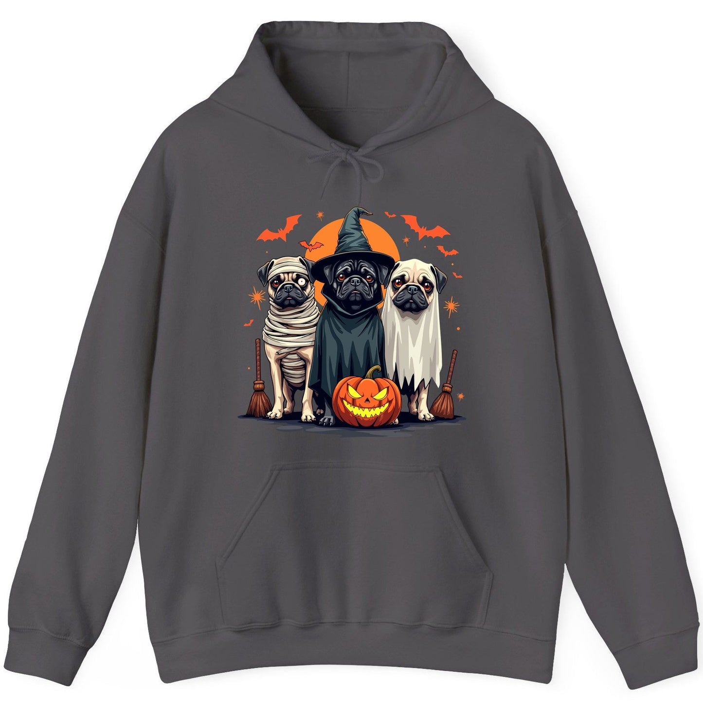 Halloween Pugs Costumes pugs Hoodie Charcoal product mockup