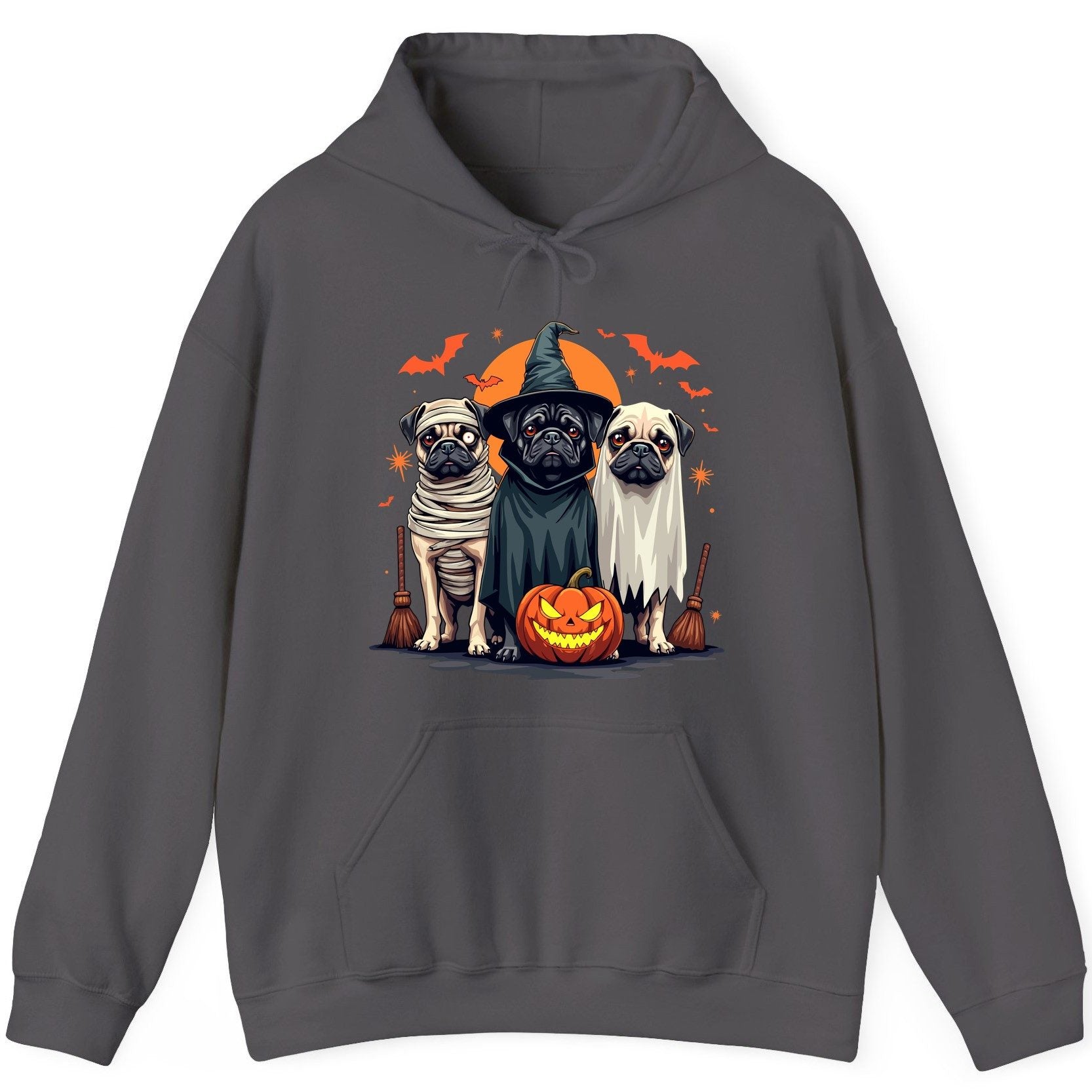 Halloween Pugs Costumes pugs Hoodie Charcoal product mockup