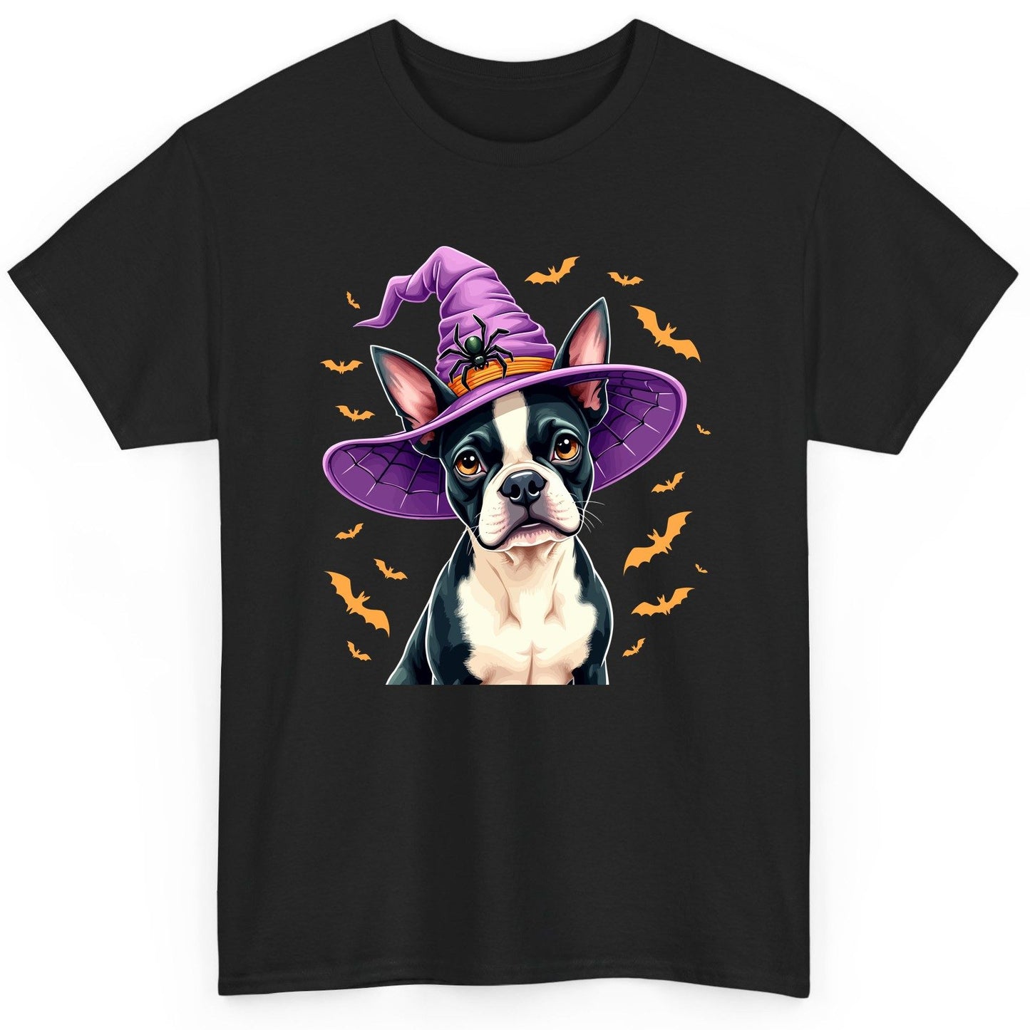 Halloween Boston Terrier Witch boston terrier T-Shirt Black product mockup