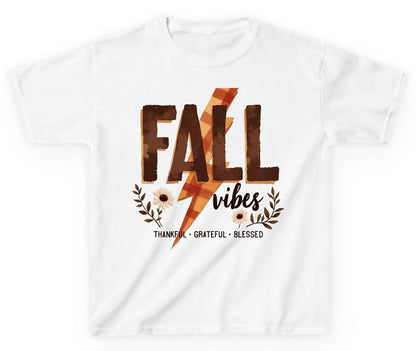 Fall Vibes Thankful Grateful Blessed autumn Youth T-Shirt White product mockup