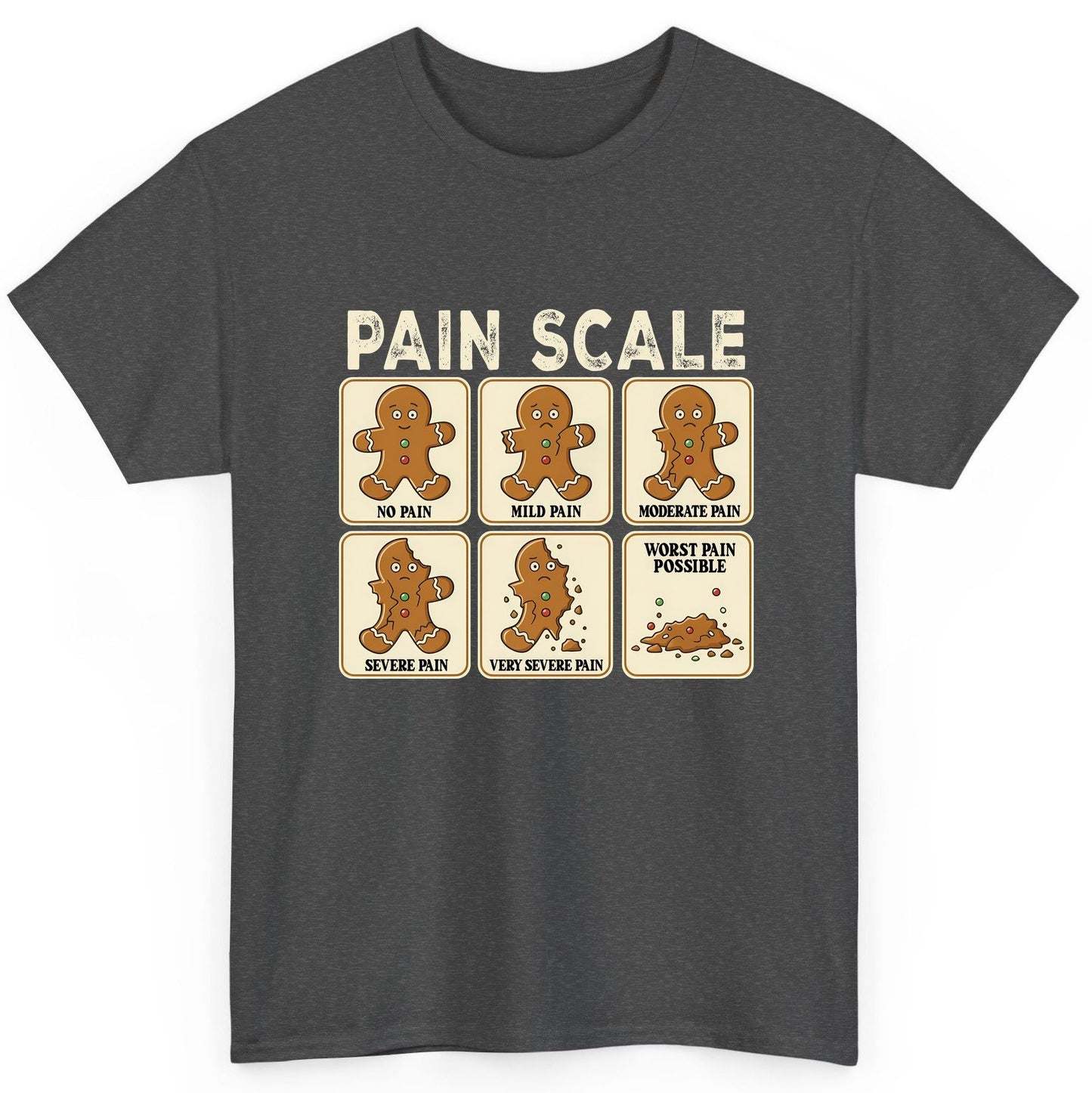 Pain Scale gingerbread man pain scale T-Shirt Dark Heather product mockup