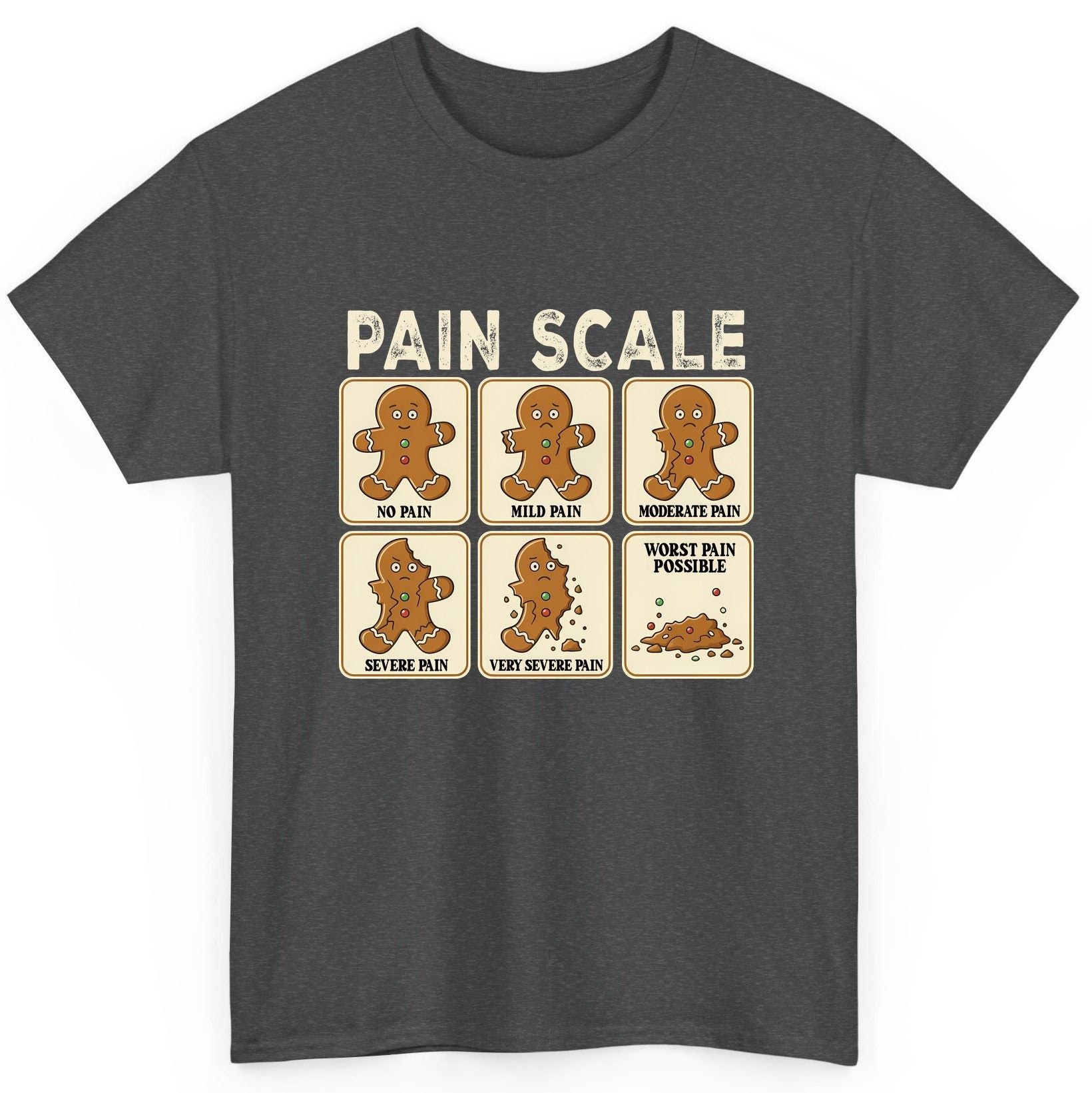 Pain Scale gingerbread man pain scale T-Shirt Dark Heather product mockup
