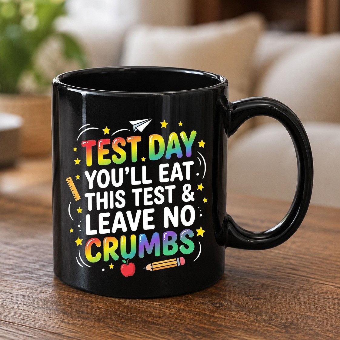 Test Day You'll Eat This Test & Leave No Crumbs Testing Black Mug - product mockup - Black